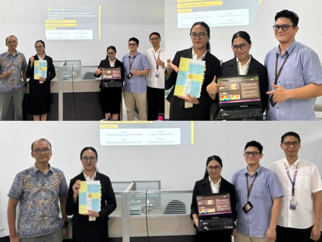 Mahasiswi FILKOM UNKLAB mempresentasikan inovasi digital berbasis AI untuk klasifikasi luka dan edukasi pertolongan pertama.