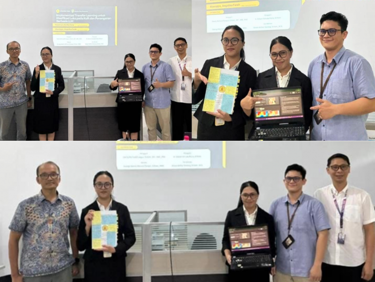 Mahasiswi FILKOM UNKLAB mempresentasikan inovasi digital berbasis AI untuk klasifikasi luka dan edukasi pertolongan pertama.