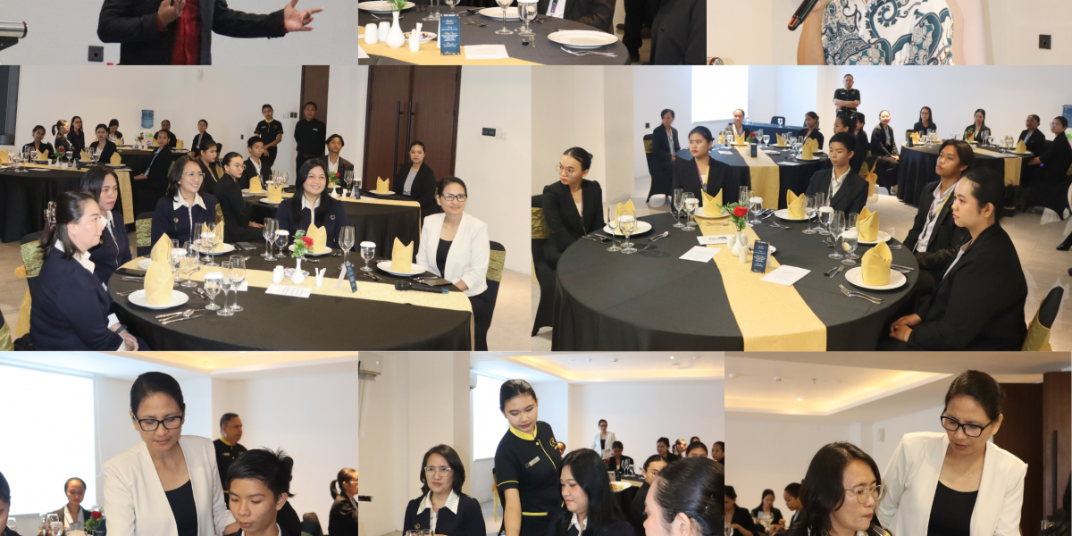 Mahasiswa mengikuti Table Manner Course UNKLAB di Roger’s Hotel Manado