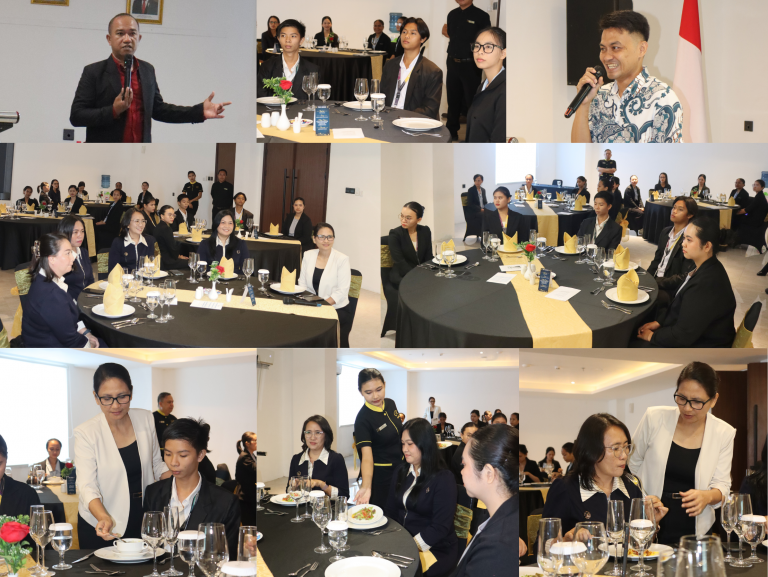 Mahasiswa mengikuti Table Manner Course UNKLAB di Roger’s Hotel Manado