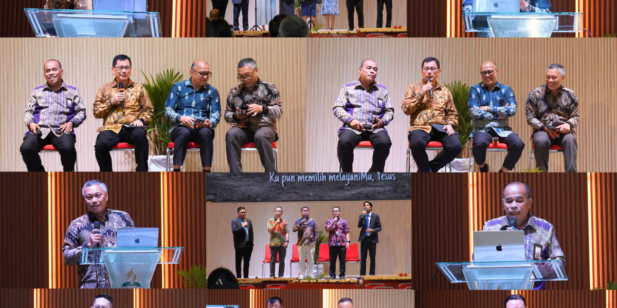 In-Service Training UNKLAB 2025 Dokumentasi yang memperlihatkan dosen dan staf mengikuti workshop, pemaparan visi kampus, serta sesi komitmen pelayanan pendidikan.