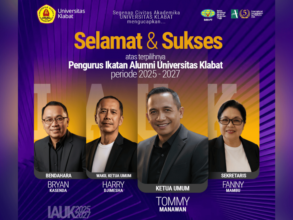 Ucapan Selamat Pengurus Ikatan Alumni Universitas Klabat Periode 2025–2027