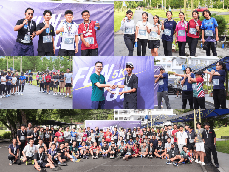 Peserta Fun Run BEM UNKLAB 2026 memulai lari santai di area kampus Universitas Klabat