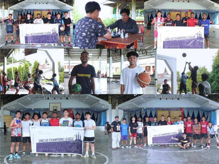 Semarak UNKLAB Champions League 2026 di UNKLAB Sport Hall dengan pertandingan futsal dan basket mahasiswa