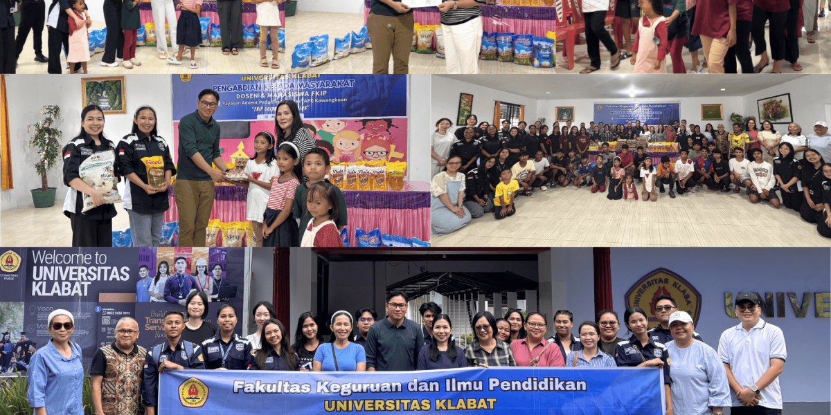 Kegiatan FKIP Serves and Shares Universitas Klabat di Panti Asuhan YAPI bersama mahasiswa, dosen, dan anak-anak panti